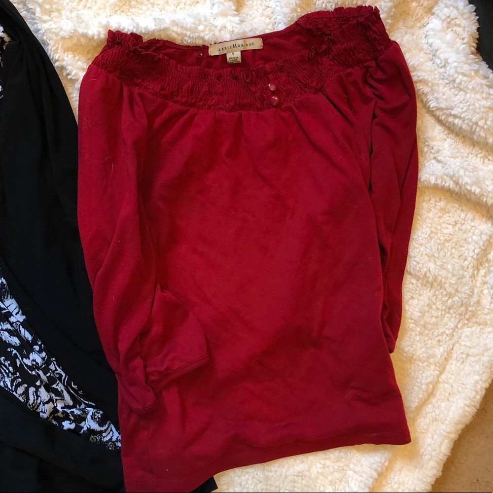 Debbie Morgan red 3/4 length shirt small